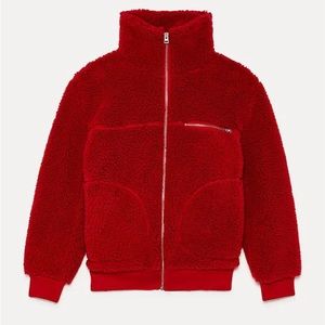 ARITZIA WILFRED FREE -  red Teddy Bomber coat